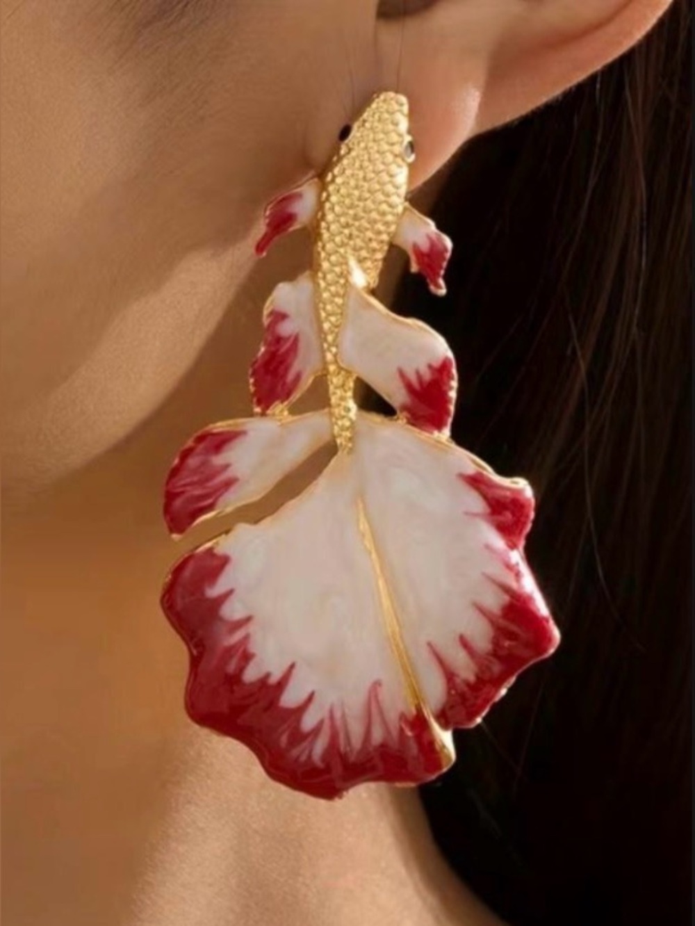 Gold Koi Fish Statement Earrings